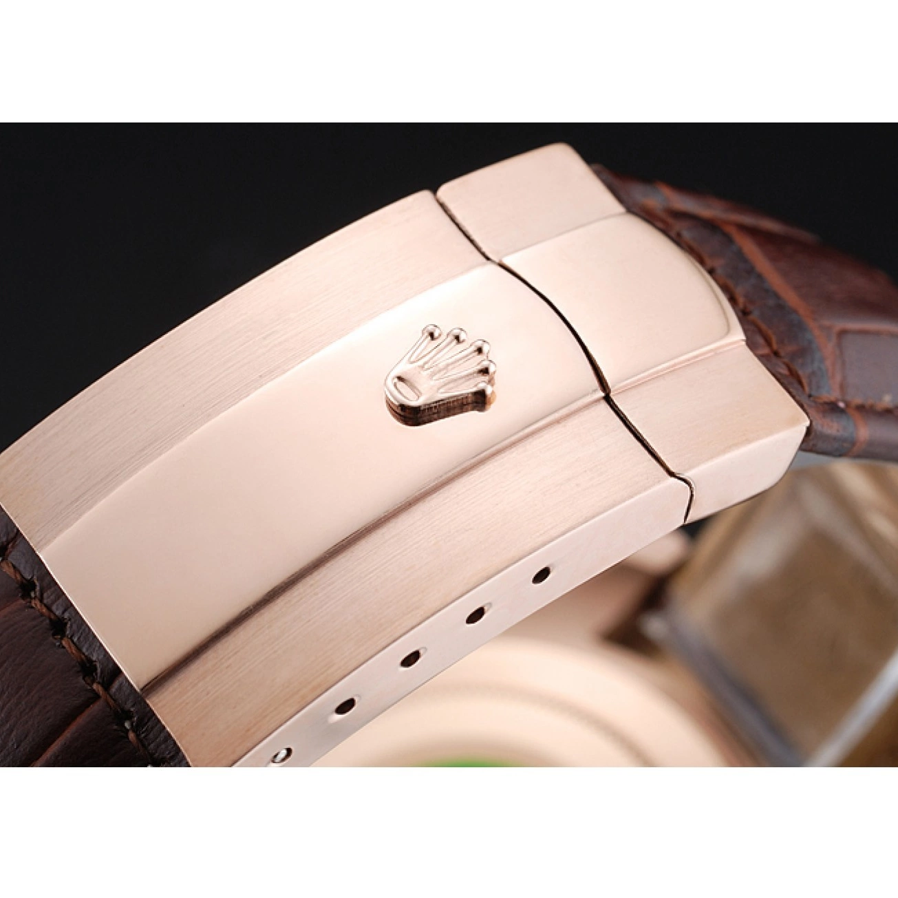 AAA Replica Watches Cosmograph Daytona Dial Rose Rolex Brown Bracelet Brown Case Gold 1454243 Leather 0825